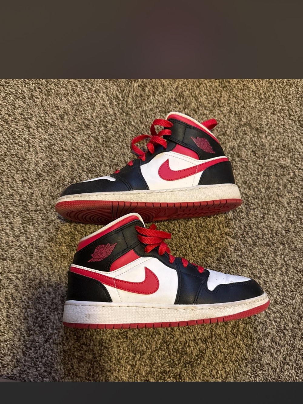 Jordan Kids High-Top Sneakers in Black, White & Red